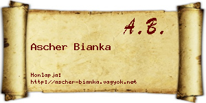 Ascher Bianka névjegykártya